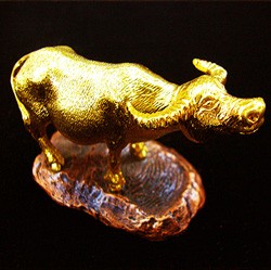 24K Gold Plated Ox Figurine