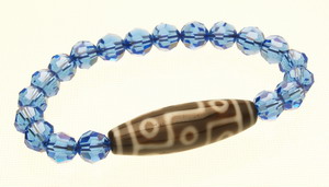 9 Eyed Dzi Bead with Swarovski Crystal Bracelet ( Sapphire Blue )