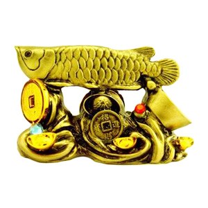 Arowana on a Bed of Coins and Ingots - Bronze