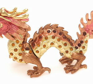 Bejeweled Auspicious Golden Dragon For Good Fortune