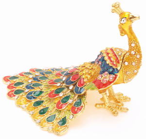 Bejeweled Auspicious Peacock for Prosperity and Good Fortune