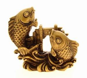 Double Carps Crossing Dragon Gate - Bronze