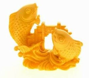 Double Carps Crossing Dragon Gate - Gold