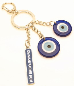 Evil Eye with Om Mani Padme Hum Keychain