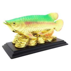 Golden Arowana on a Bed of Coins