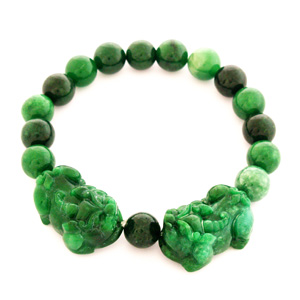 Green Jade Double Pi Yao Bracelet for Double Protection