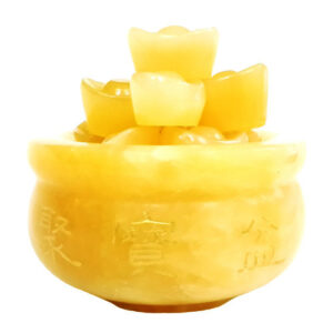 Overloaded Yellow Jade Wealth Pot with Ingots